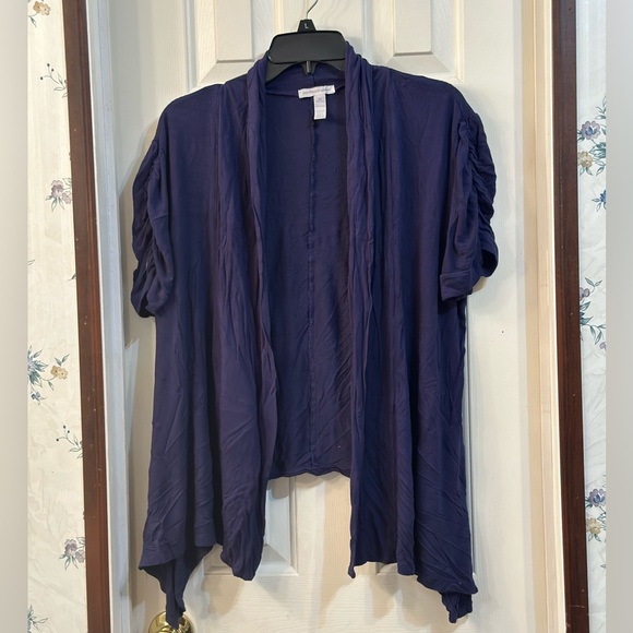 Ambiance Apparel Blue Lightweight Jacket with Puckered  Short sleeve - 3X - Picture 1 of 3